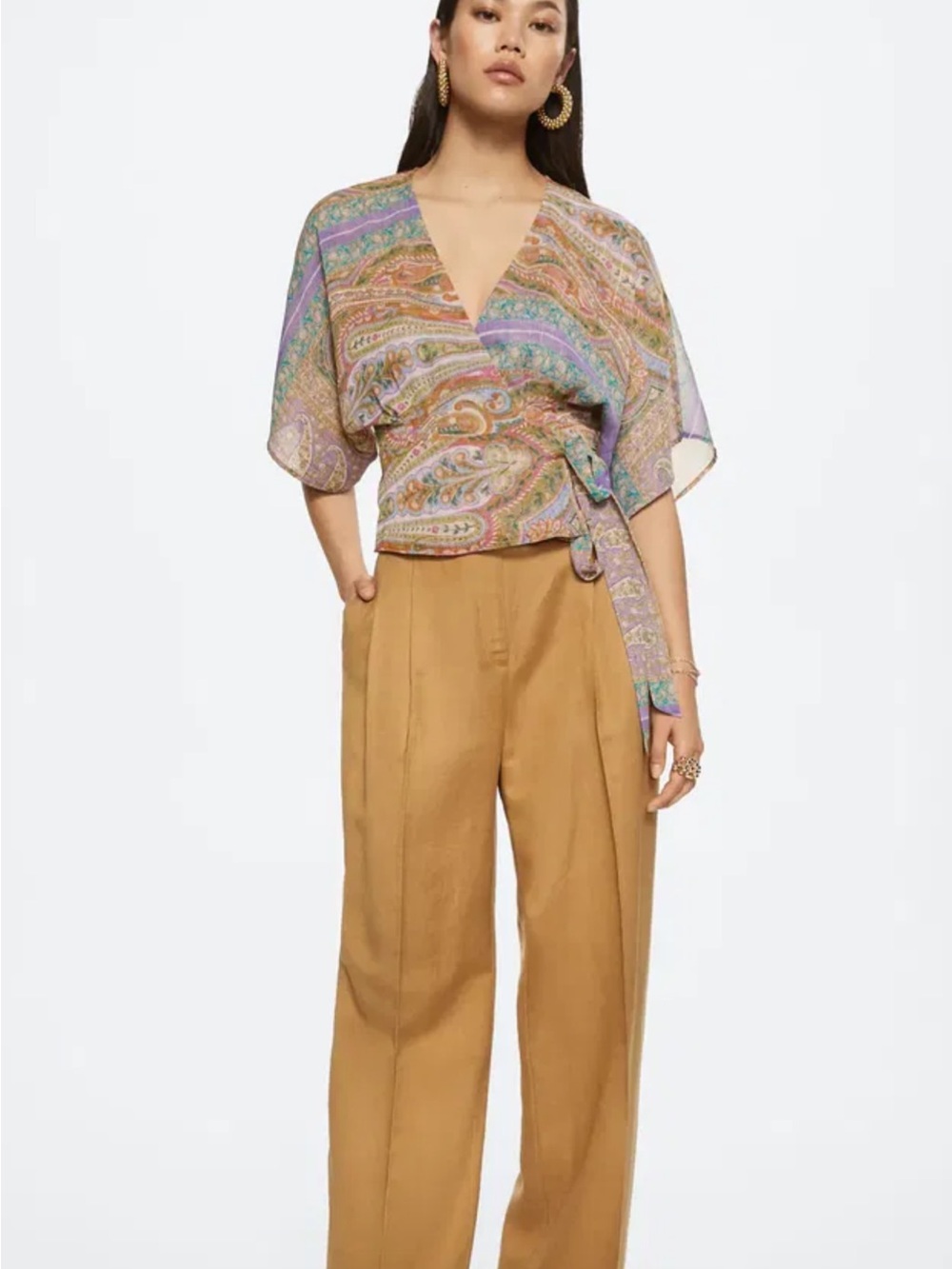 Mango Paisley Wrap Camisole in Pastel Multicolor